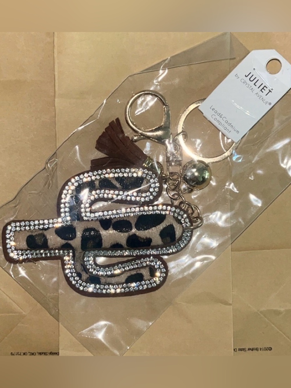 Juliet Leopard Cactus Key & Card Holder Charm - Brown
